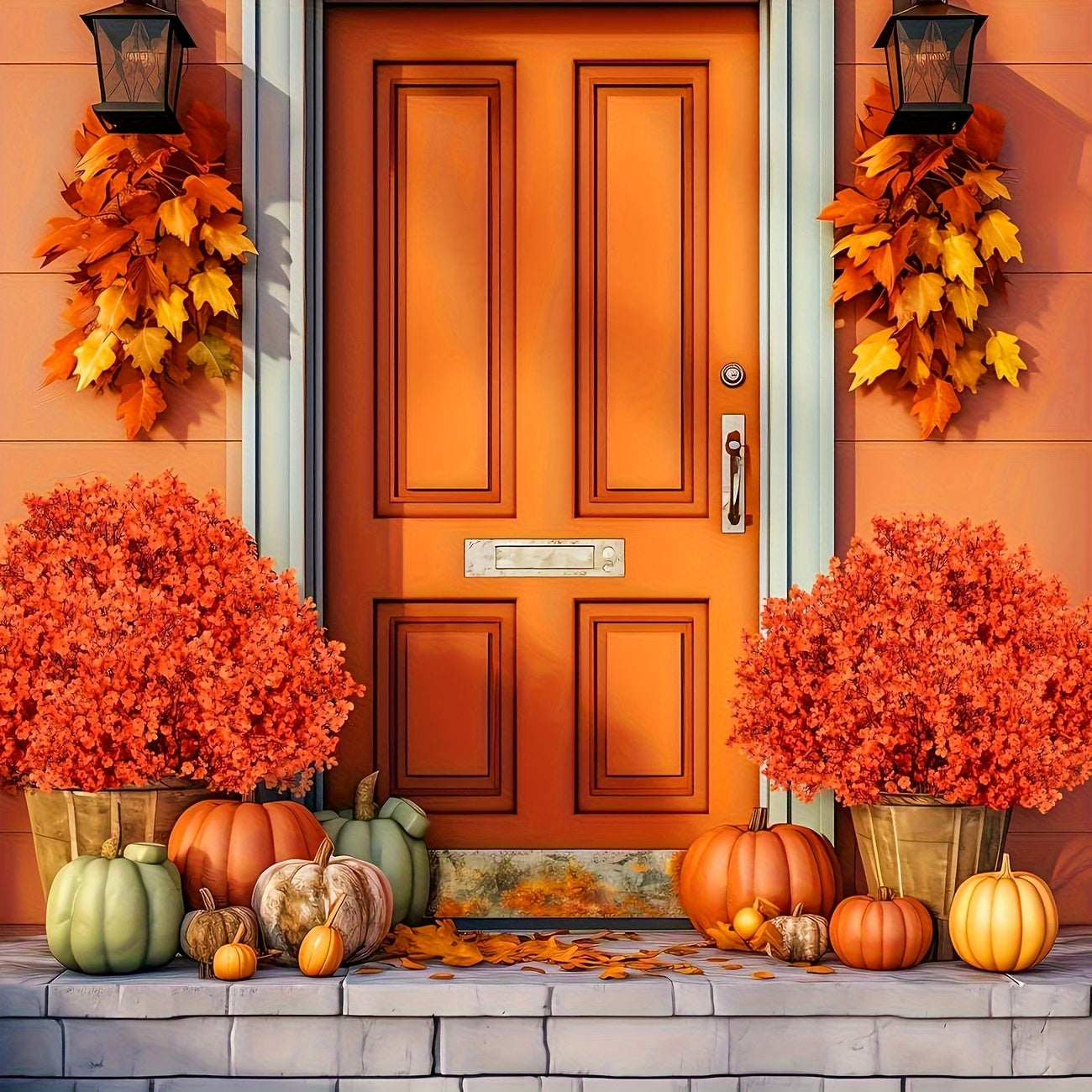 Lot de 12 fleurs artificielles automnales orange Tissu réaliste, parfait pour décoration maison, cuisine, centre de table, chambre et fêtes comme mariages, Halloween ou Noël.