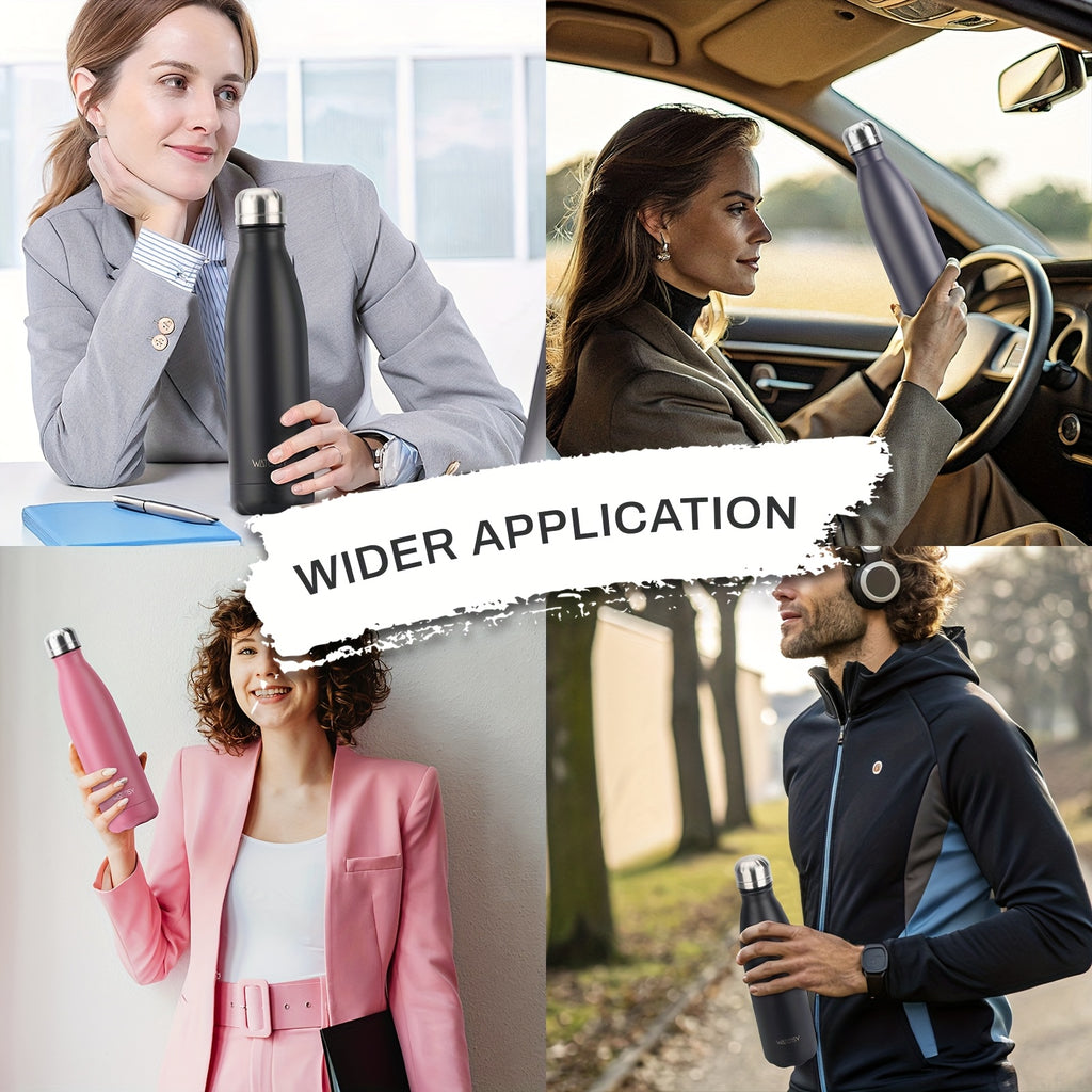 Bouteille WATERSY 500 ml en acier inoxydable, thermique, étanche, sans BPA, conserve boissons chaudes 12 h et froides 24 h.