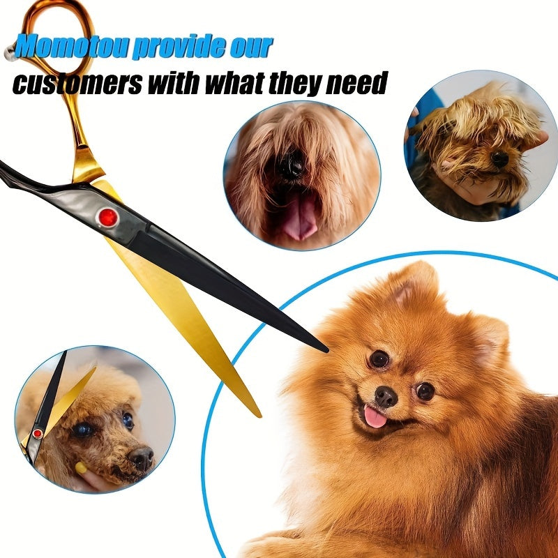 Professional 7-inch stainless steel grooming scissors. Curved blades, suitable for precise and easy cutting of dog and cat hair.