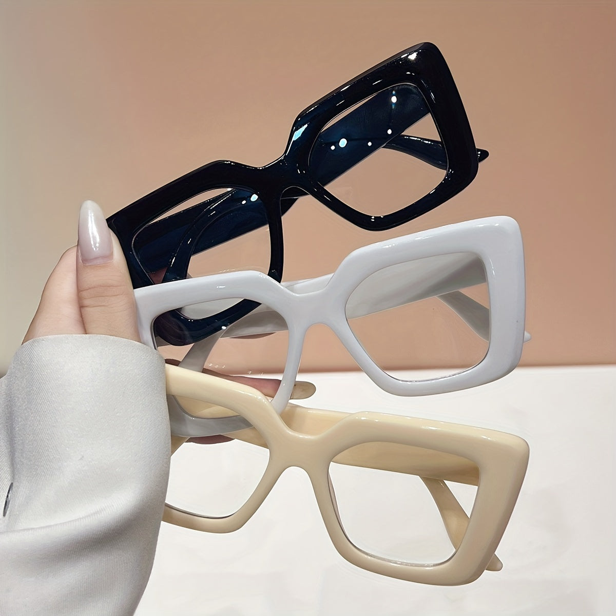 Set of 3 vintage cat-eye glasses, retro round PC frame, elegant and suitable for office and everyday style.