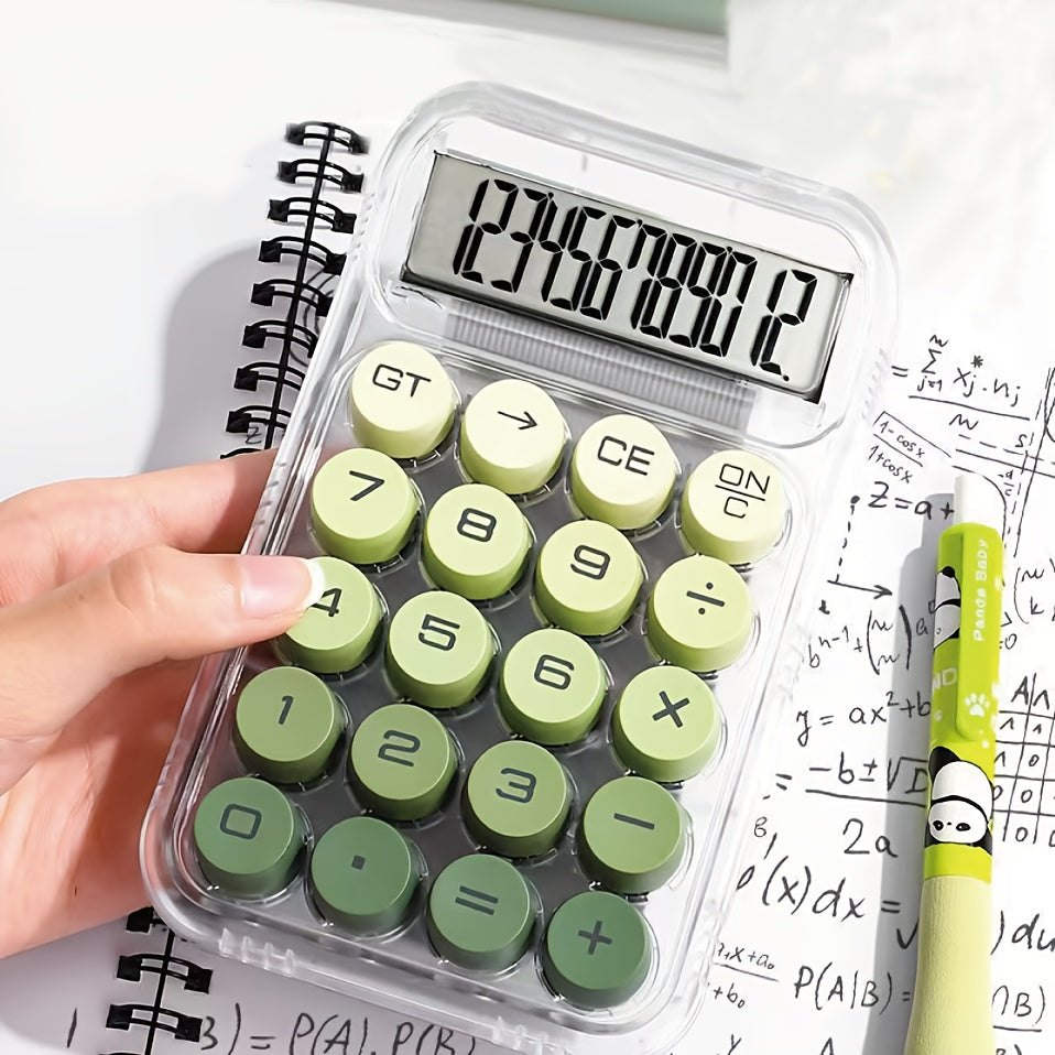 Calculatrice transparente Dopamine avec grand écran 12 chiffres, touches ergonomiques, design compact et durable, idéale pour bureau ou besoins spécifiques.