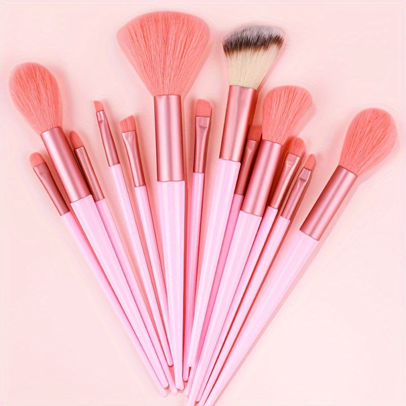 Set de 8 ou 13 pinceaux de maquillage à poils synthétiques doux, incluant fond de teint, fard à paupières, rouge à lèvres, idéal débutants et pros.