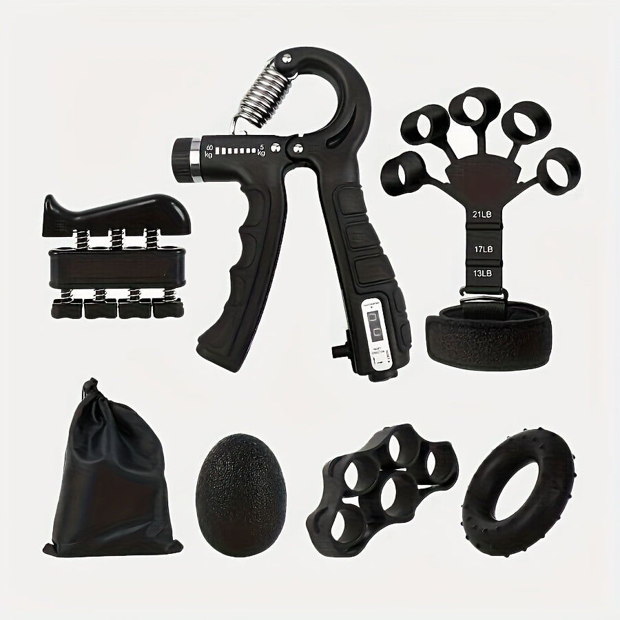 Set of 7 strength trainers, for training finger and arm muscles, improves grip and endurance.