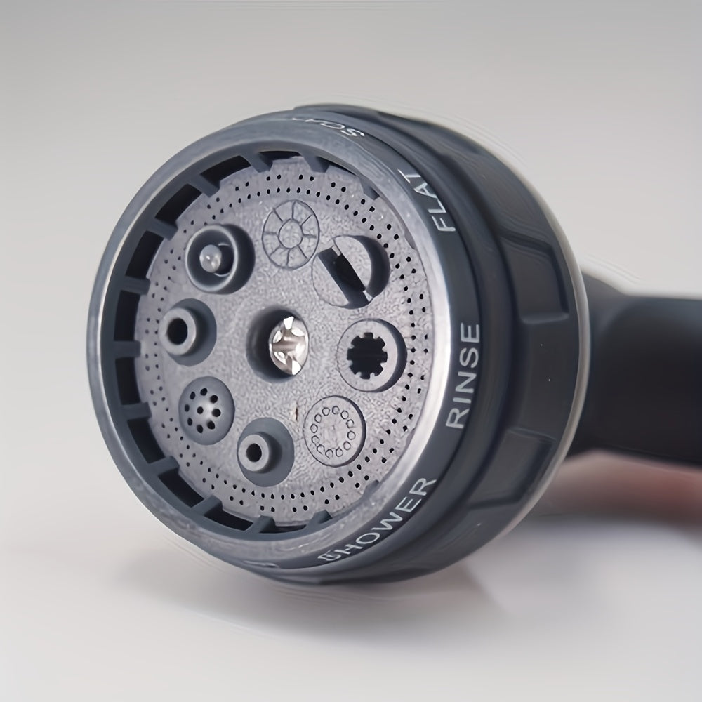 High pressure watering gun, adjustable nozzle, lightweight and durable plastic, ergonomic orange/black handle, ideal for lawns, cars and gardens.