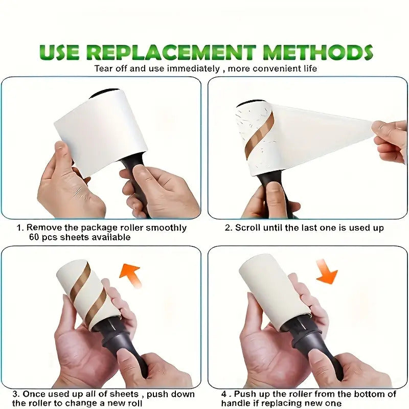 Rouleau adhésif ultra puissant, 50 feuilles, élimine efficacement peluches sur vêtements, tapis, canapés ; design compact, portable, indispensable ménage.