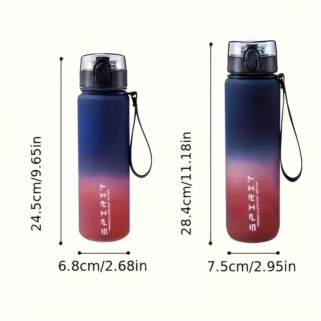 Bouteille d’eau sportive portable 650 ml/1 L, plastique dégradé, légère, idéale fitness, voyage et usage quotidien pour hommes et femmes.