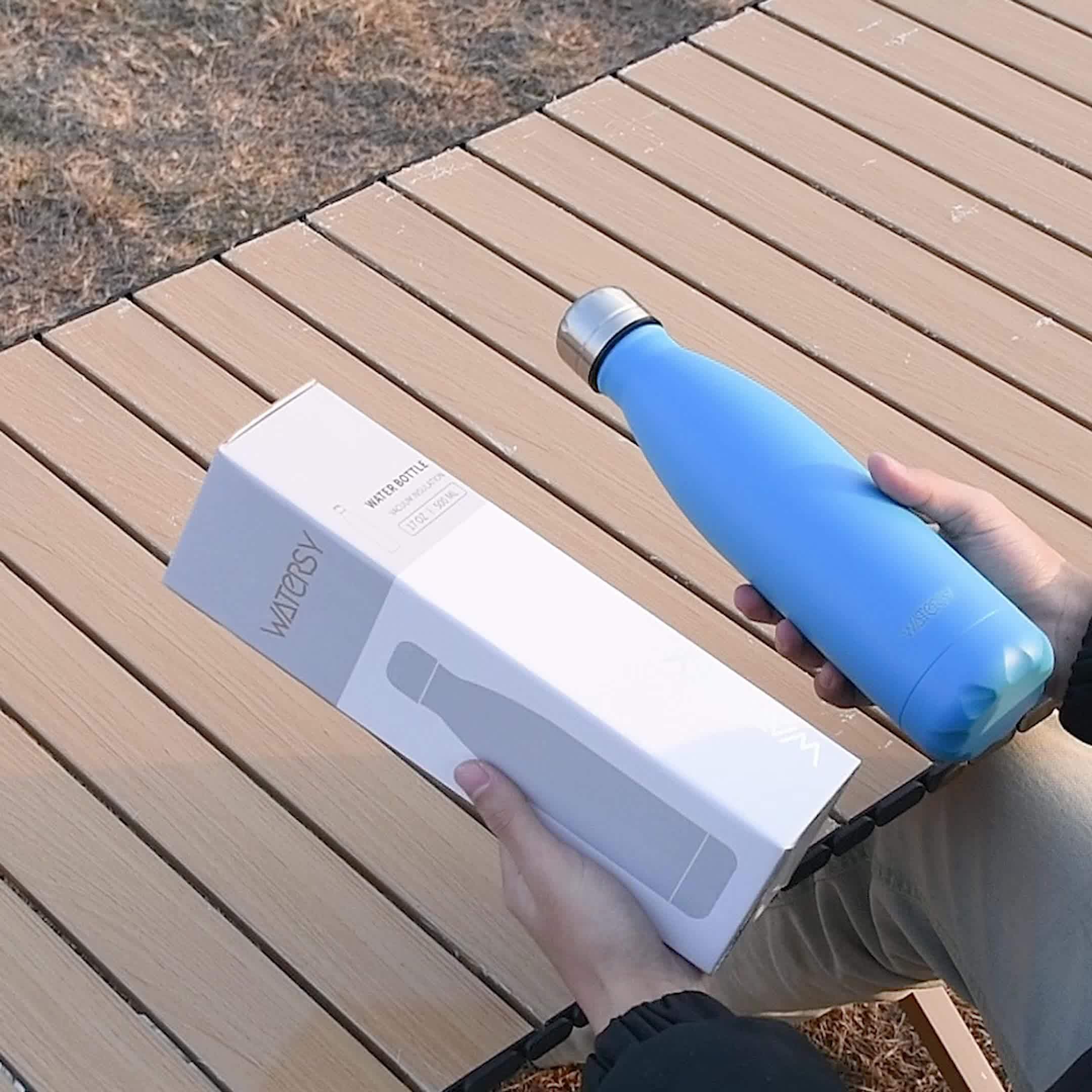 Bouteille WATERSY 500 ml en acier inoxydable, thermique, étanche, sans BPA, conserve boissons chaudes 12 h et froides 24 h.