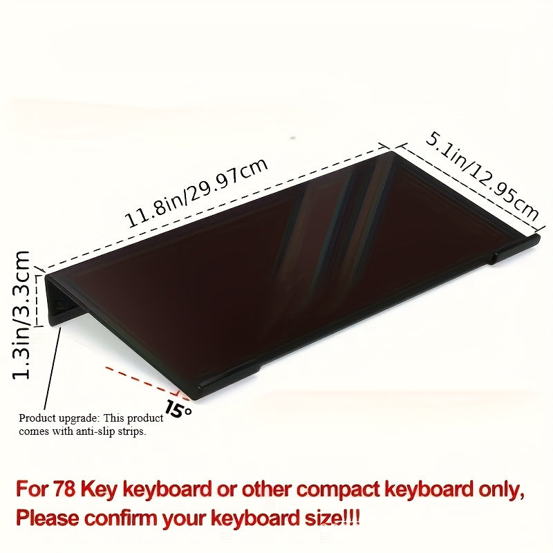 Acrylic keyboard stand, compact and durable, raises keyboard and mini PC, modern design and space saving, ideal for contemporary offices.