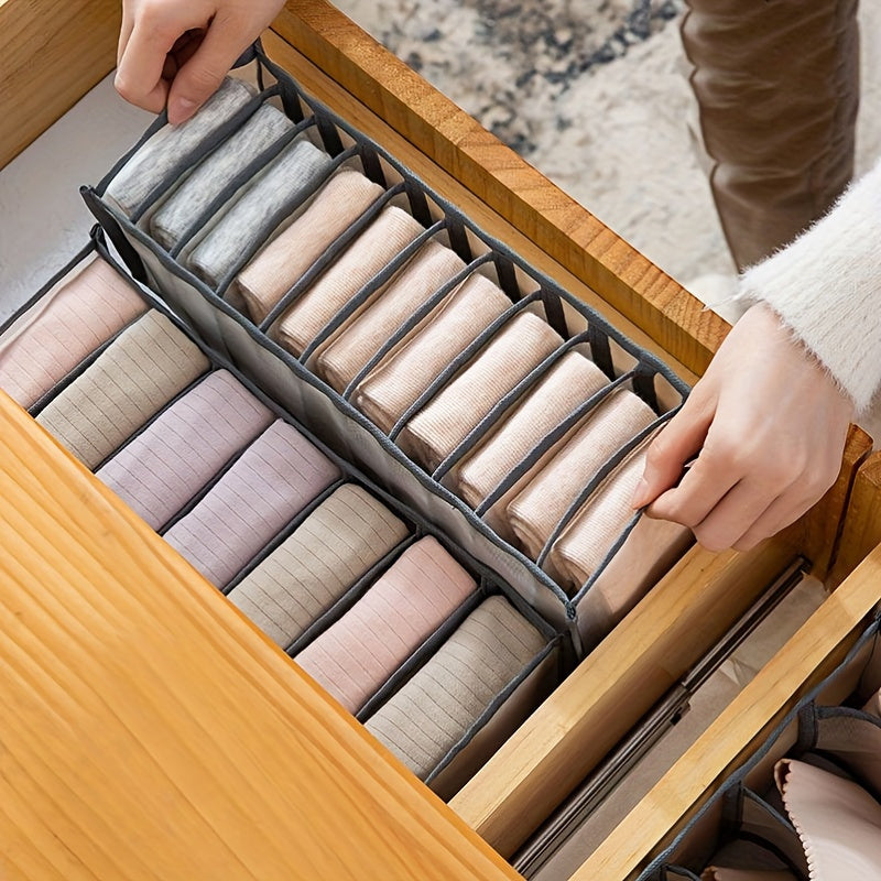 Boîte de rangement 11 cases en maille transparente, organise sous-vêtements, chaussettes, foulards et cravates, en PVC, pour placard domestique.