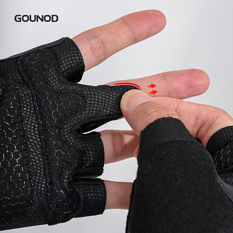Paire de gants de musculation GOUNOD, design antidérapant avec renfort au pouce, fermeture ajustable, parfaits pour le fitness et le bodybuilding.