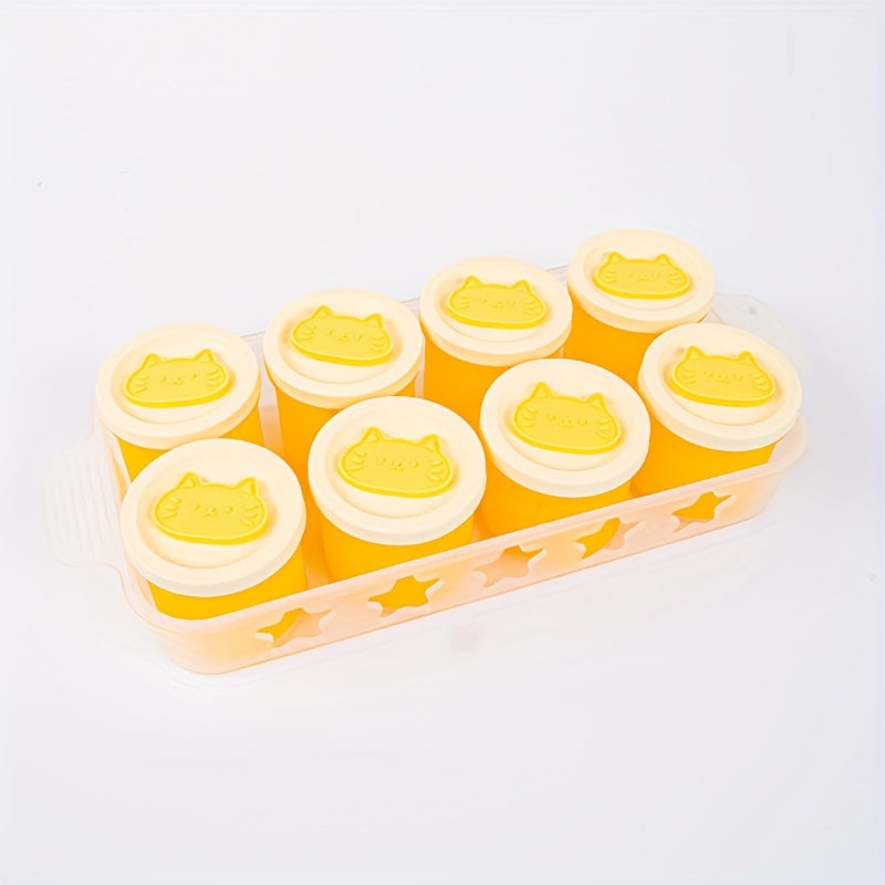 مجموعة من 8 حاويات بأغطية للأطعمة المجمدة، والهريس المنزلي، والخضراوات والفواكه، وقوالب الثلج الصغيرة.