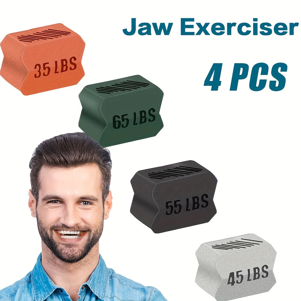 Set of 4 jaw exercisers, silicone, 4 resistance levels, facial muscle training for men and women.