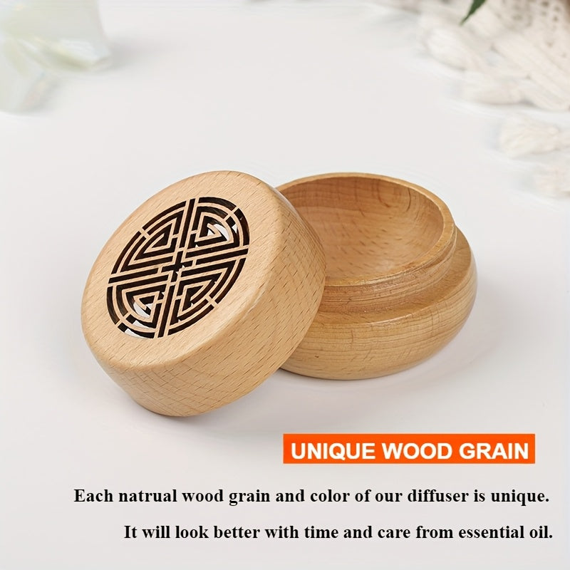 Wooden essential oil diffuser with incense box and balls, retro screw cap, long-lasting fragrance, home and car decor.