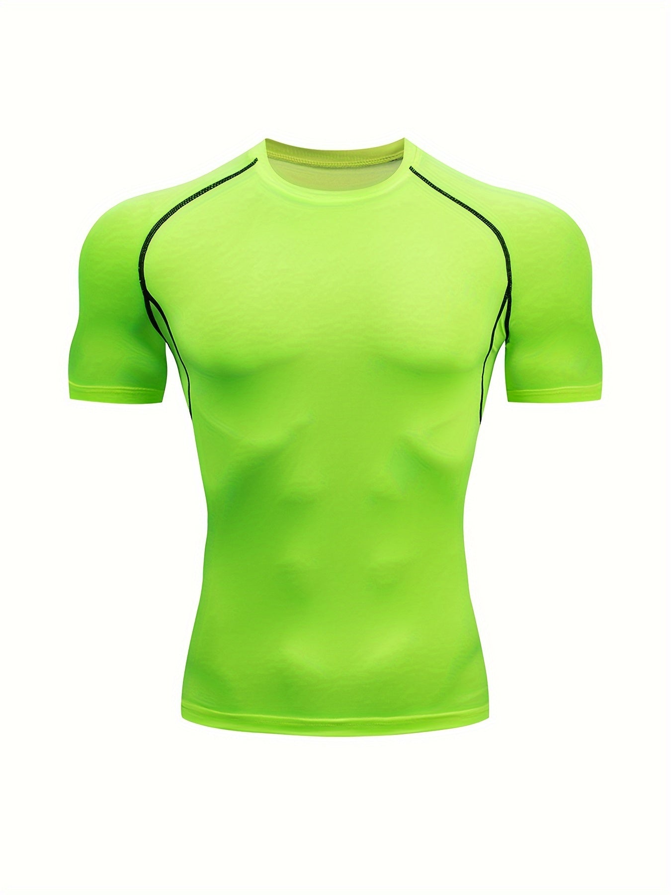 T-shirt de compression homme haute élasticité, respirant et séchage rapide, manches courtes, idéal pour le gym et activités extérieures.