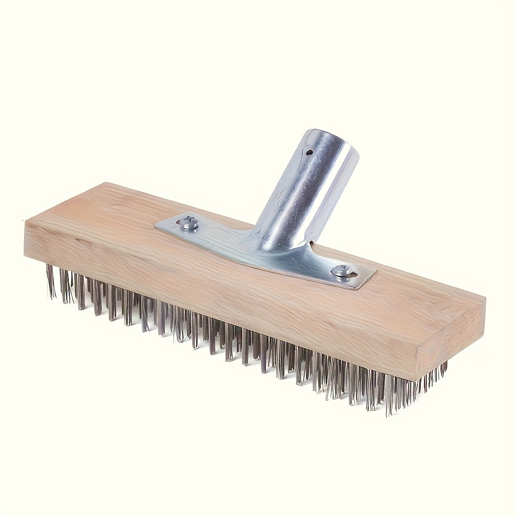 Brosse de sol à poils métalliques, construction en fer durable pour éliminer mousse et débris, nettoyage manuel efficace du jardin.