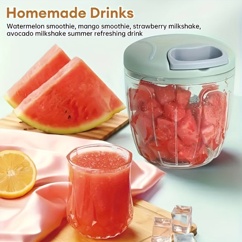 Hachoir Manuel 170/500/900 ml : Multifonction, presse-ail, coupe-légumes et viande, lames inox, récipient ABS, idéal préparation rapide à domicile.