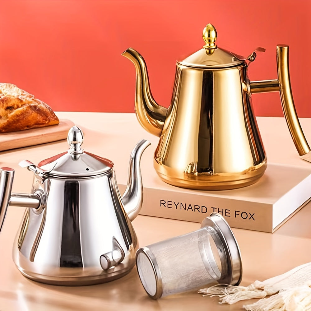 Set Théière/Cafetière en Acier Inoxydable 1–2 L : Filtre inclus, résistant à la chaleur, inox 304, idéal café, thé, eau froide, usage maison ou restaurant.