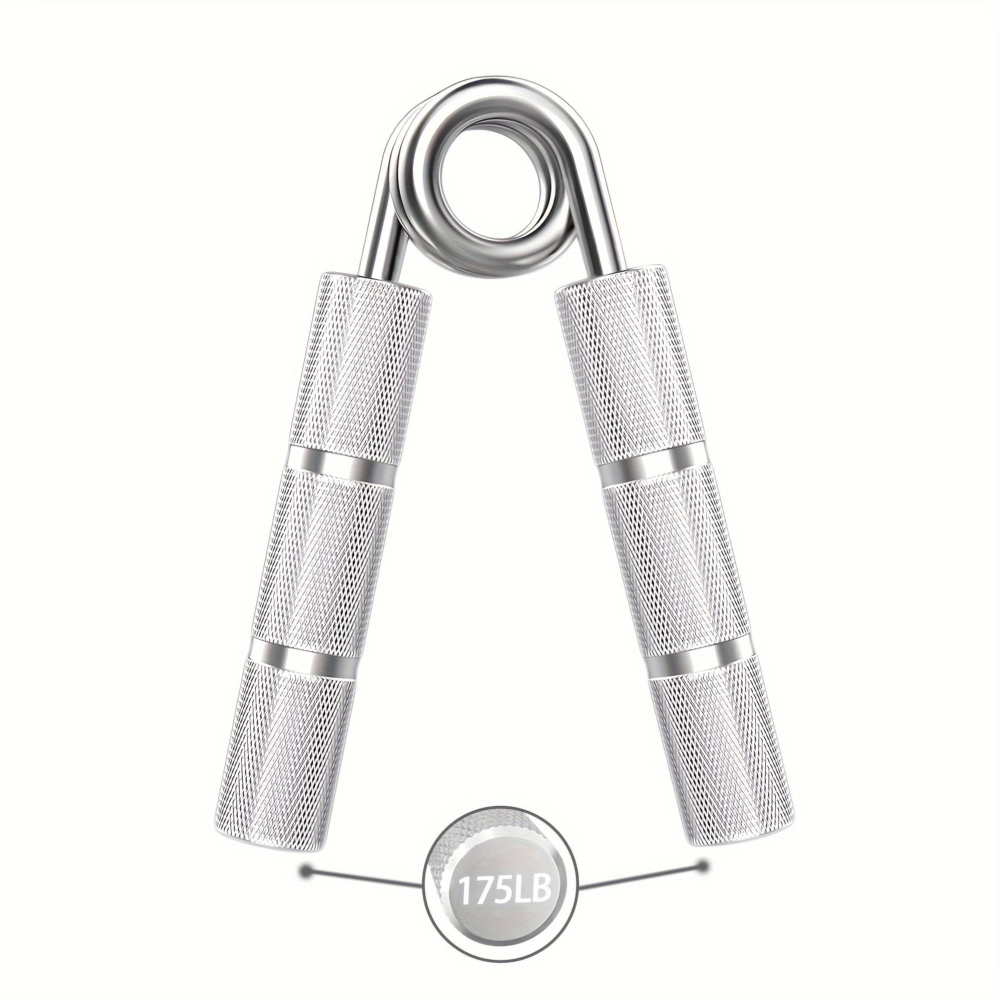 Metal hand gripper 22.68 to 158.76 kg, trains wrists and forearms, strengthening grip and hand muscles.