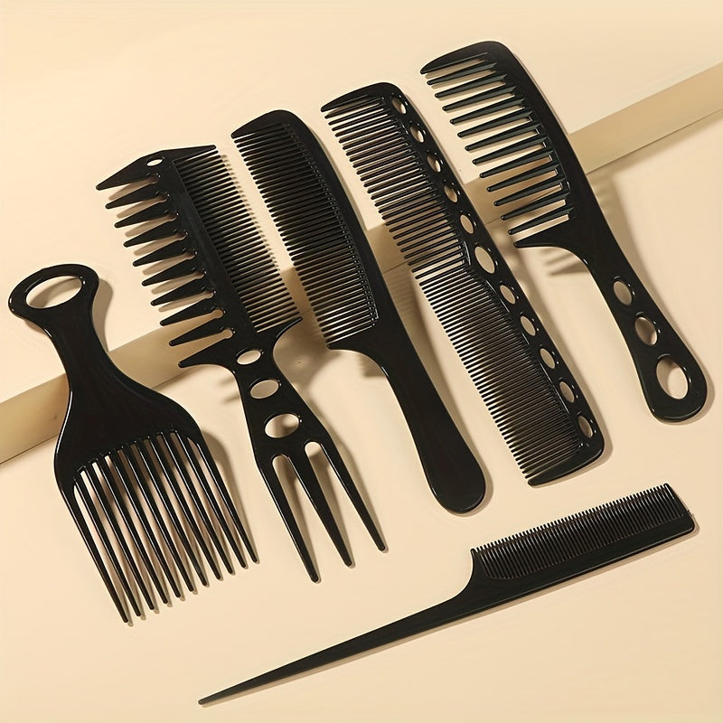 Set de 6 peignes anti-statiques, démêleurs portables, parfaits pour soins capillaires à domicile ou en salon de coiffure.