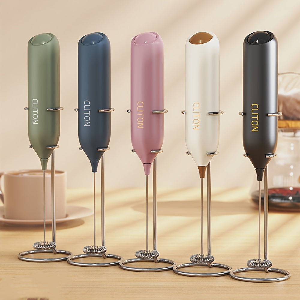 Cordless Electric Milk Frother: 304 stainless steel whisk, quiet operation, portable and compact, ideal for home coffee or camping.