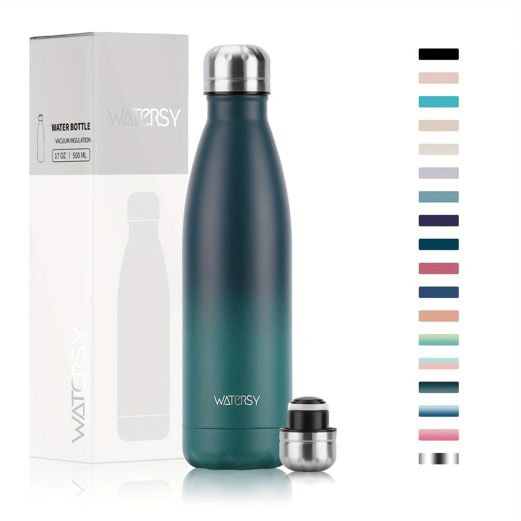 Bouteille WATERSY 500 ml en acier inoxydable, thermique, étanche, sans BPA, conserve boissons chaudes 12 h et froides 24 h.