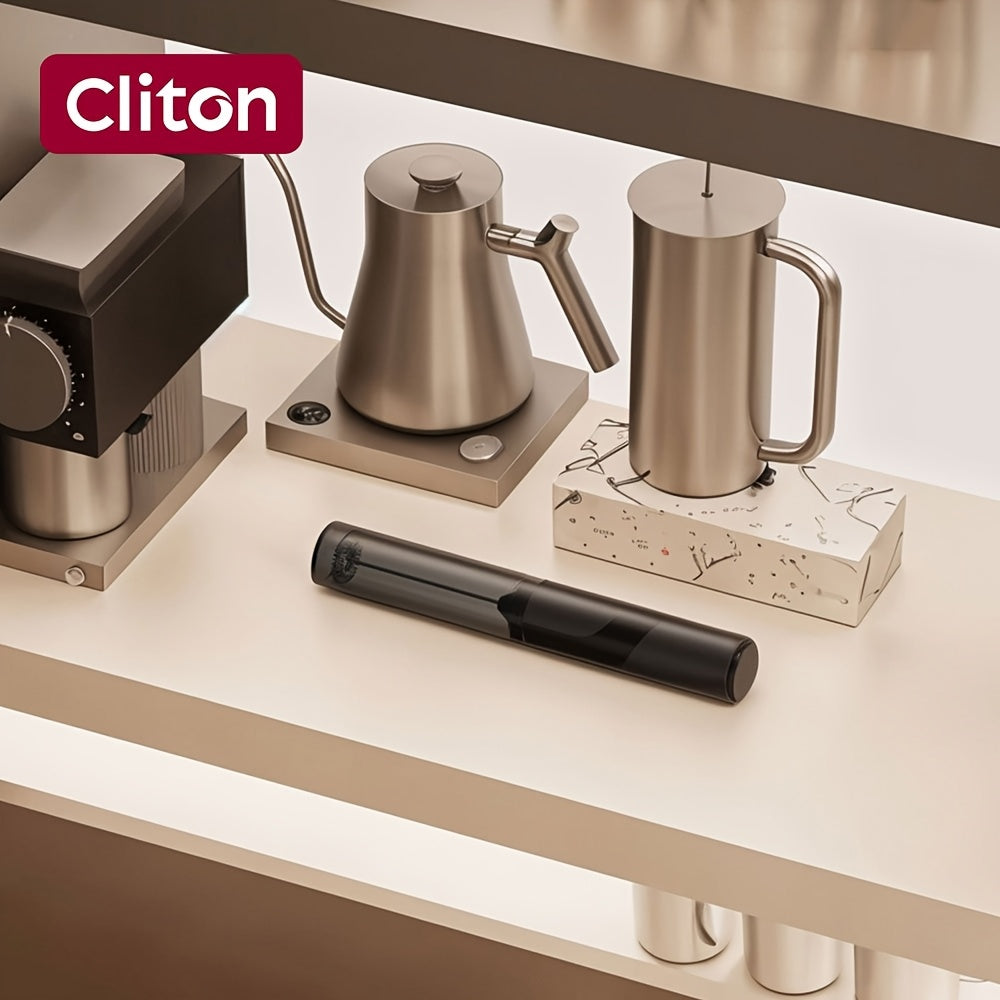 Mousseur à Lait Électrique CLITON : Portable, avec étui de rangement, parfait pour latte, cappuccino, smoothies protéinés, compact et idéal voyage ou cadeau.