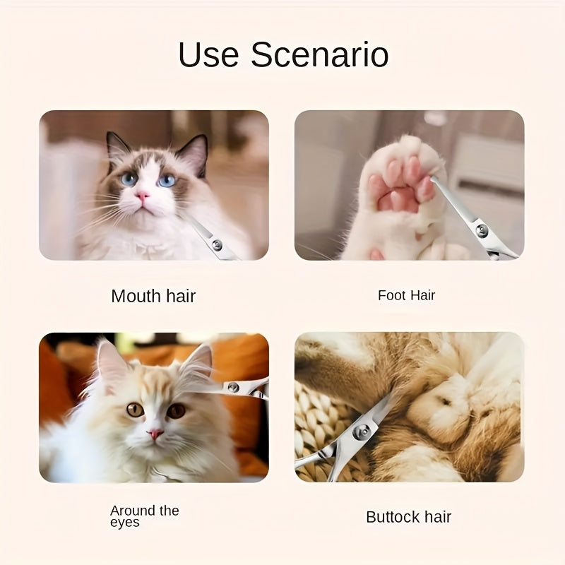 Set de tondeuses de beauté pour animaux 4 pièces. Comprend ciseaux droits, tondeuse, ciseaux incurvés et peigne en acier inoxydable.