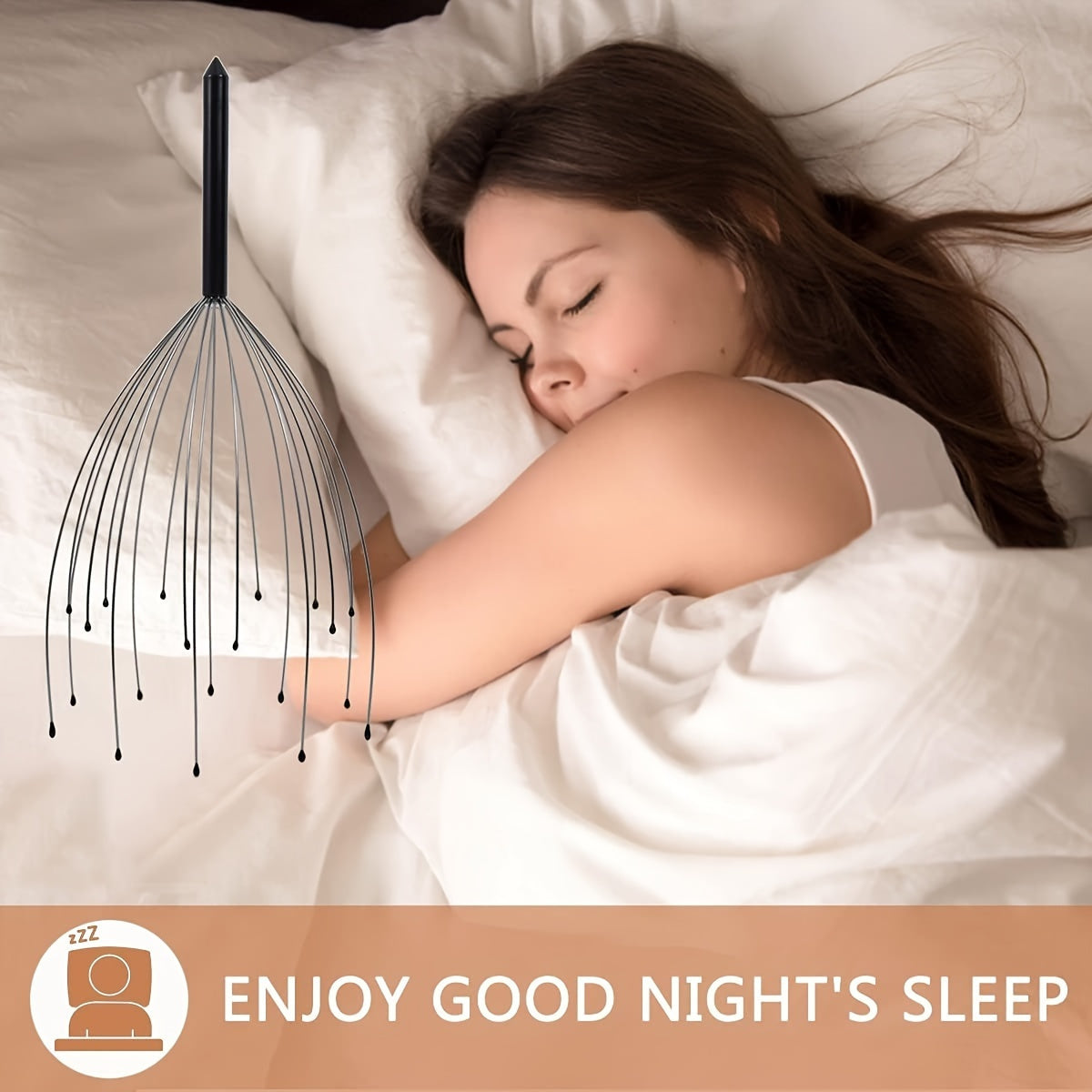 Massageur de cuir chevelu à 20 doigts, ergonomique, pointes douces, durable et lavable, soulage stress et détente, pour hommes et femmes.