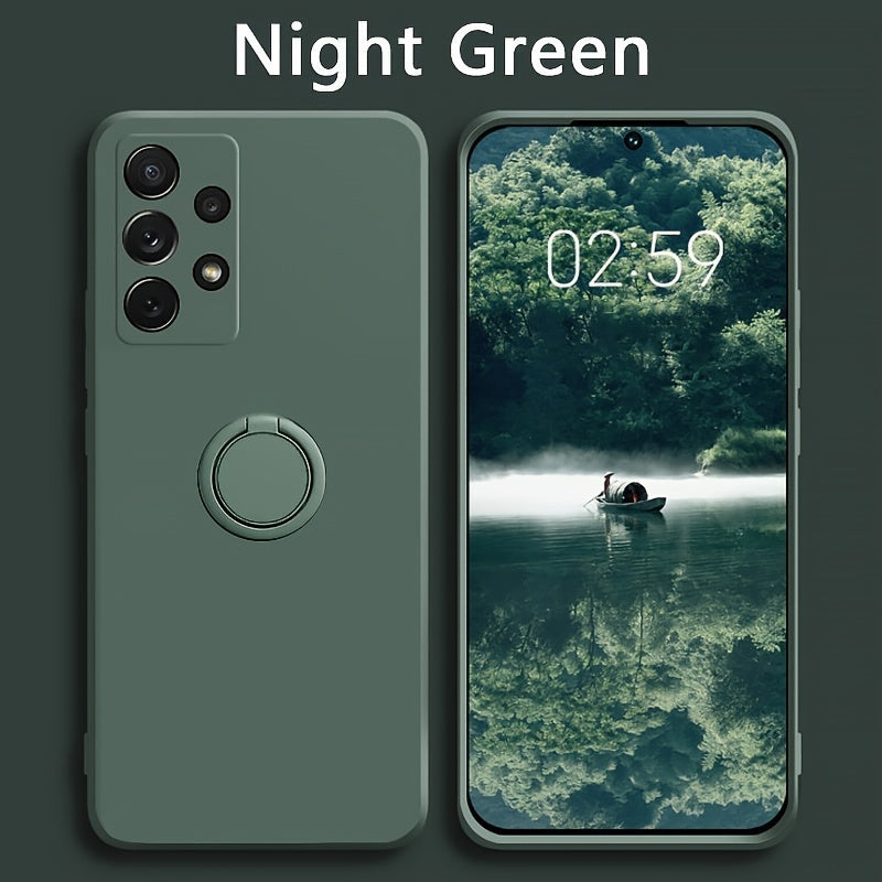 Premium liquid case for Samsung, shockproof, with integrated magnetic ring, offering enhanced protection and convenient stand for hands-free use.