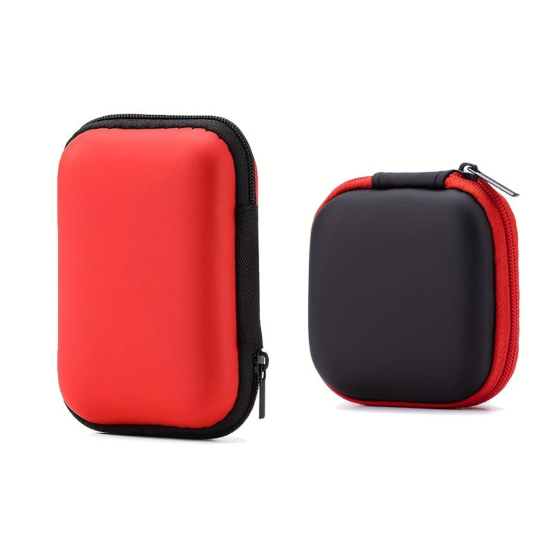 Lot de 2 pochettes zippées multicolores avec compartiments, légères et portables, en EVA durable, pour écouteurs, câbles, clés, pièces et bijoux.