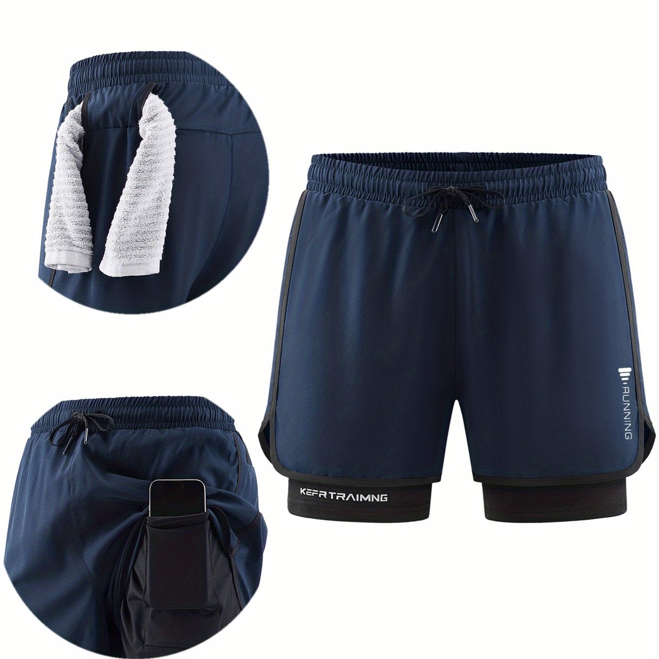 Shorts hommes sports, ¾ longueur, taille élastique avec cordon, poches latérales, tissu respirant et anti-humidité, coupe ample, idéal sport et loisirs.