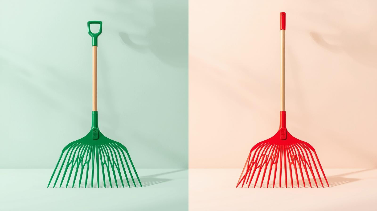 Râteau-main ajustable en plastique durable, poignée ergonomique, disponible en 3 couleurs, idéal pour ramasser feuilles et entretenir pelouse et jardin, usage résidentiel ou professionnel.