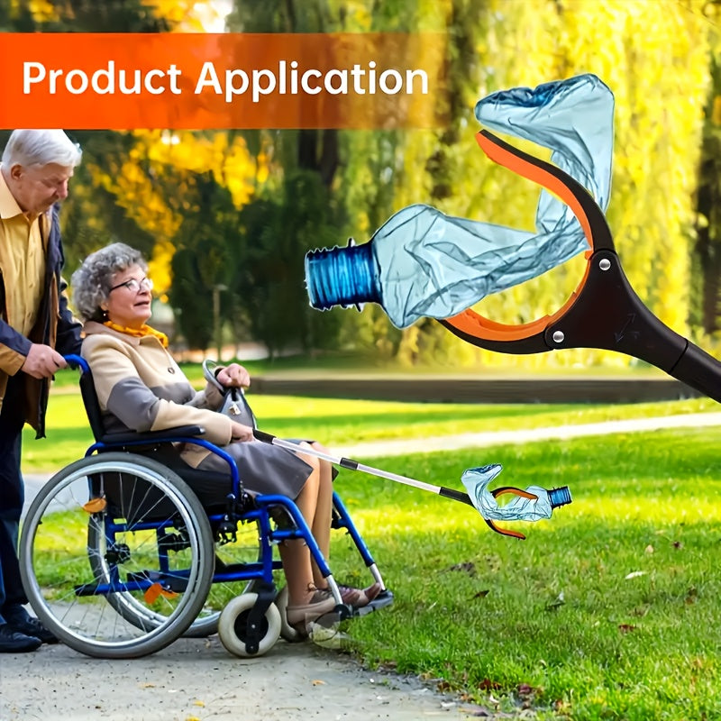 Outil de préhension pliable 32 ", mâchoires rotatives 360° et pointe magnétique, léger, idéal ramassage, accessible aux personnes âgées.