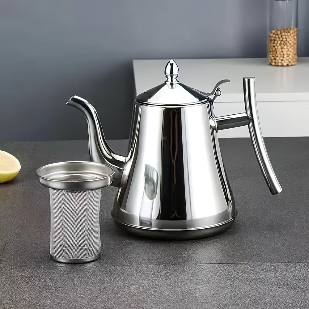 Set Théière/Cafetière en Acier Inoxydable 1–2 L : Filtre inclus, résistant à la chaleur, inox 304, idéal café, thé, eau froide, usage maison ou restaurant.