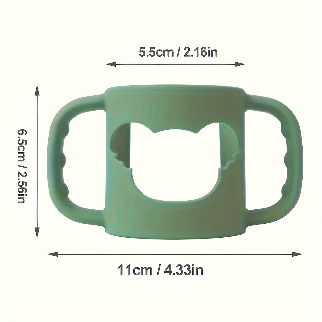 Poignée en silicone pour biberon bébé, motif cartoon, souple et élastique, compatible avec la plupart des col de bouteilles.