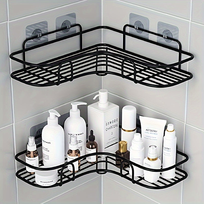 Corner shower shelf, wall-mounted and rustproof, ideal for storing shampoo, toner and cosmetics in the bathroom.