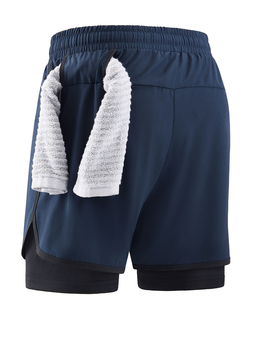 Shorts hommes 2-en-1, séchage rapide, respirants avec doublure mesh et poches, parfaits pour gym, randonnée et activités plage.