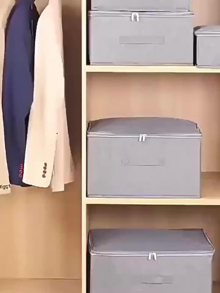 Boîte de rangement extra-large empilable, polyvalente et gain de place, idéale pour placard, chambre ou cuisine, pour vêtements, livres et linge de maison.