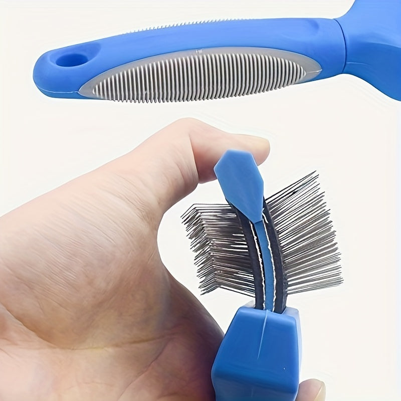 Brosse double-face pour chiens, démêlant et toilettant. Peigne en acier inoxydable, parfait pour le toilettage des chiens.