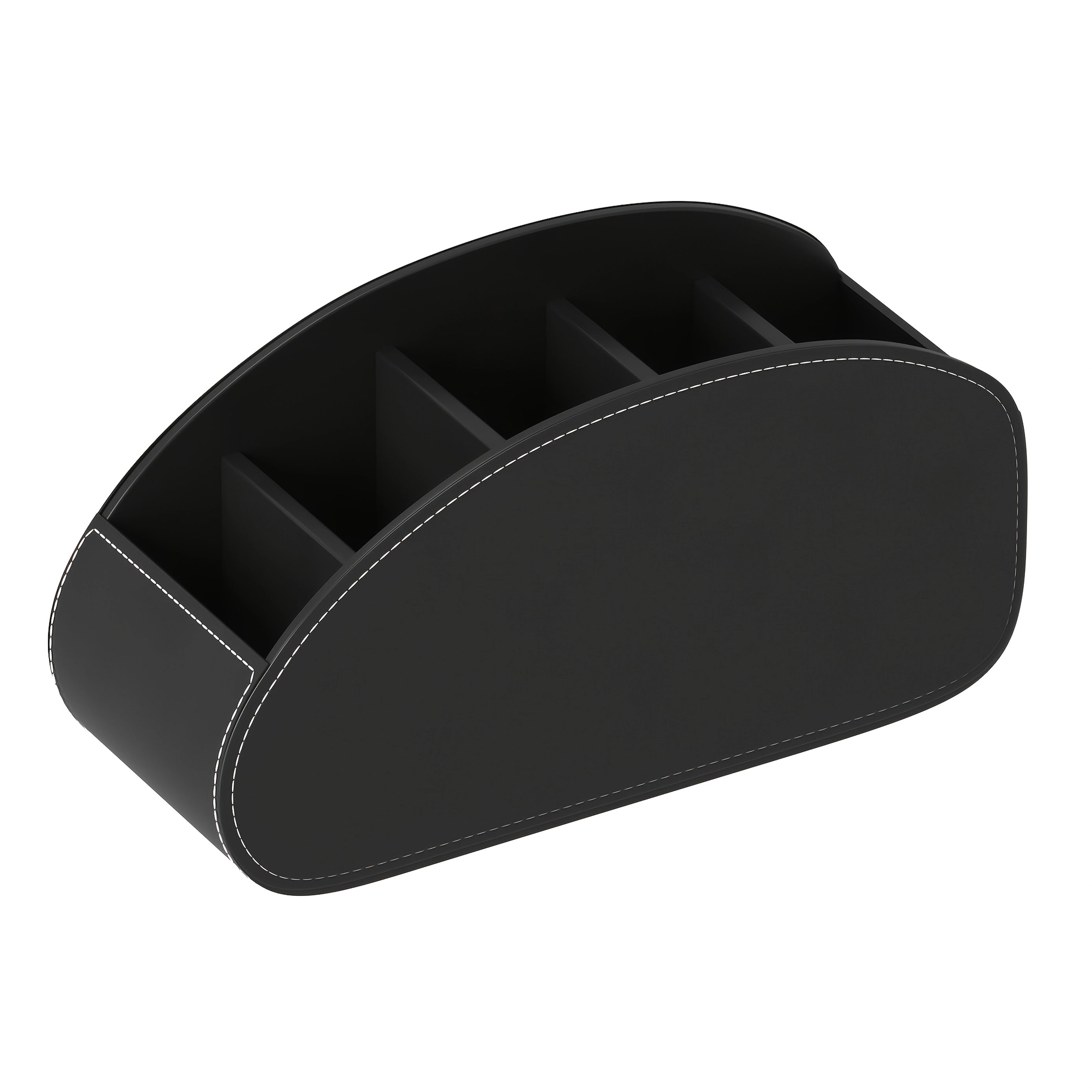 Remote control organizer with 5 compartments, compatible with TV and set-top boxes, space-saving tray for living room, office or bedroom, practical storage for accessories.
