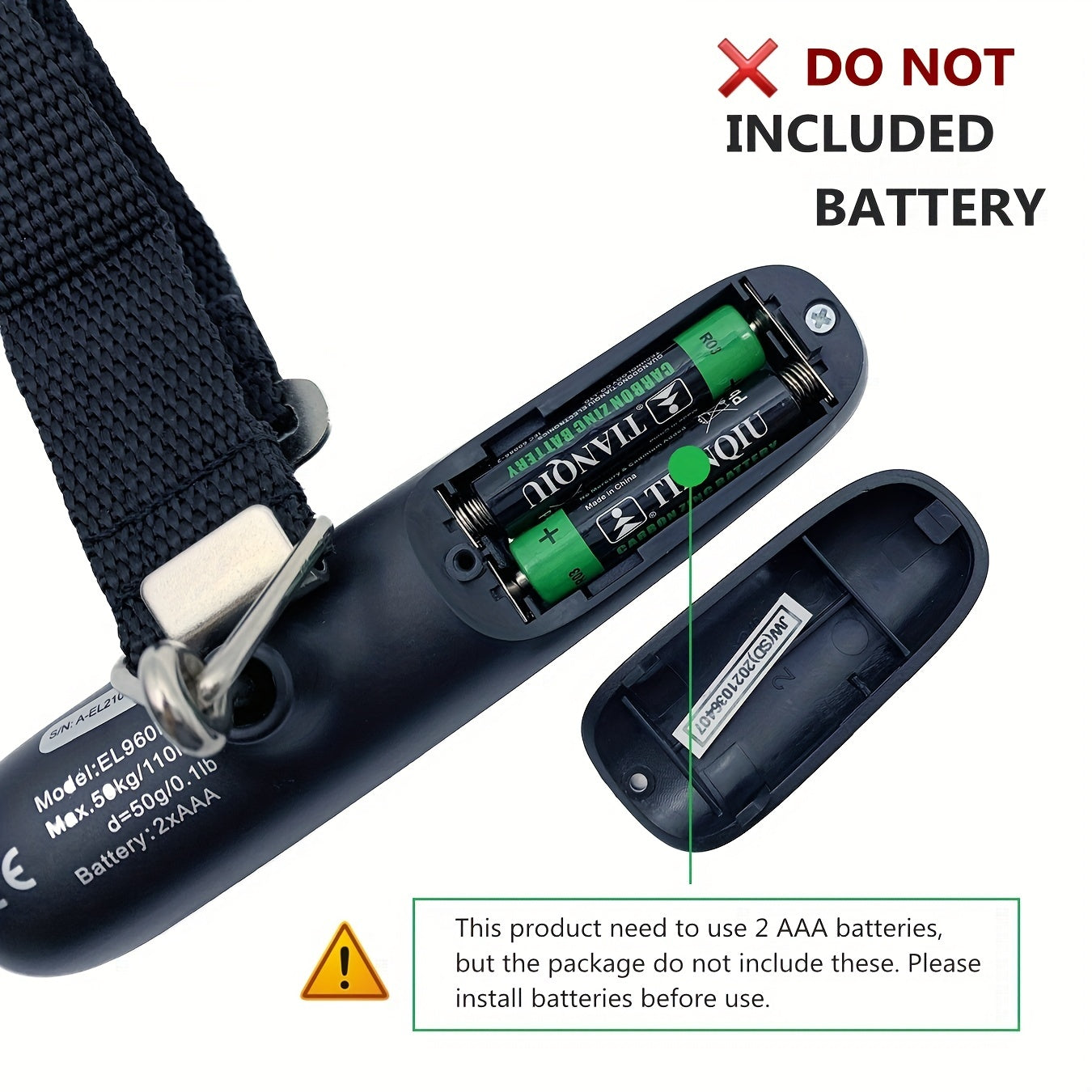 Balance bagages numérique portable, affichage LCD rétroéclairé, capacité 50 kg, crochet pratique, idéale pour peser valises en voyage.