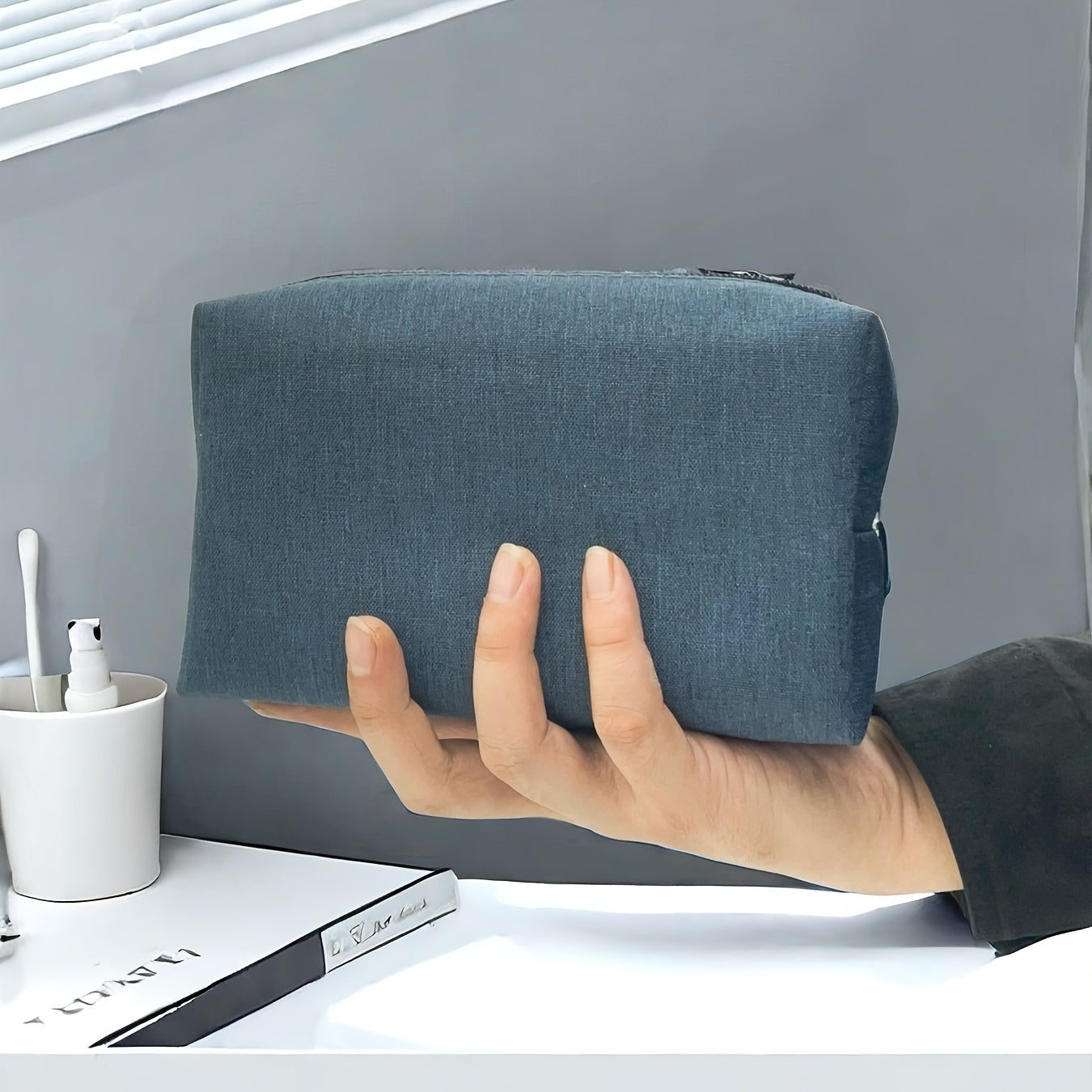 Trousse portable en tissu Oxford cationique – mini sac cosmétique, rangement pratique pour câbles, écouteurs, cosmétiques et petits objets.