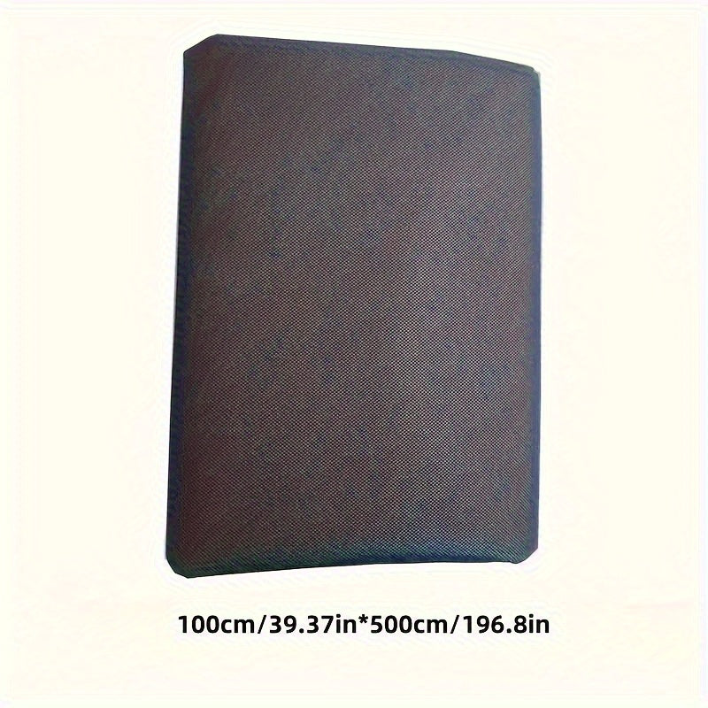 Rouleau de tissu paysager noir en PP non tissé, bordures vertes, durable, bloque les mauvaises herbes, perméable à l’eau, idéal potager et massifs floraux.