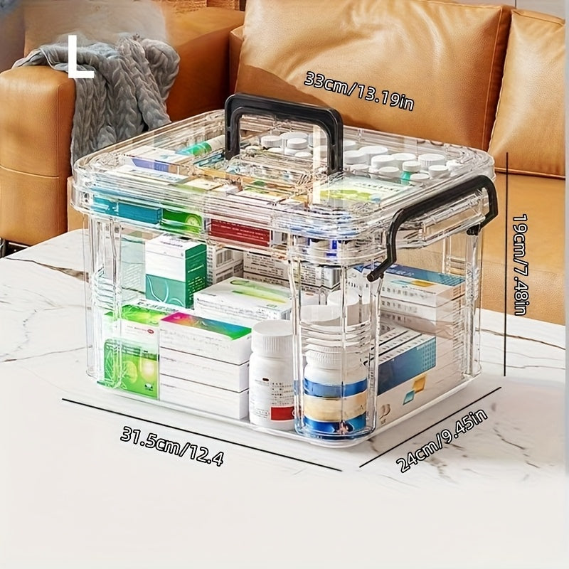 Boîte de rangement multifonctionnelle en plastique avec fermeture à clip, étanche et empilable, idéale pour médicaments, accessoires et organisation domestique.