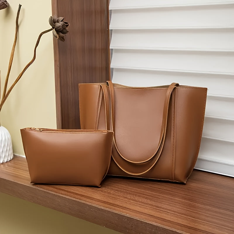 Lot de 2 sacs cabas femme, grande capacité, fermeture magnétique, élégants et polyvalents, parfaits pour bureau et usage quotidien.