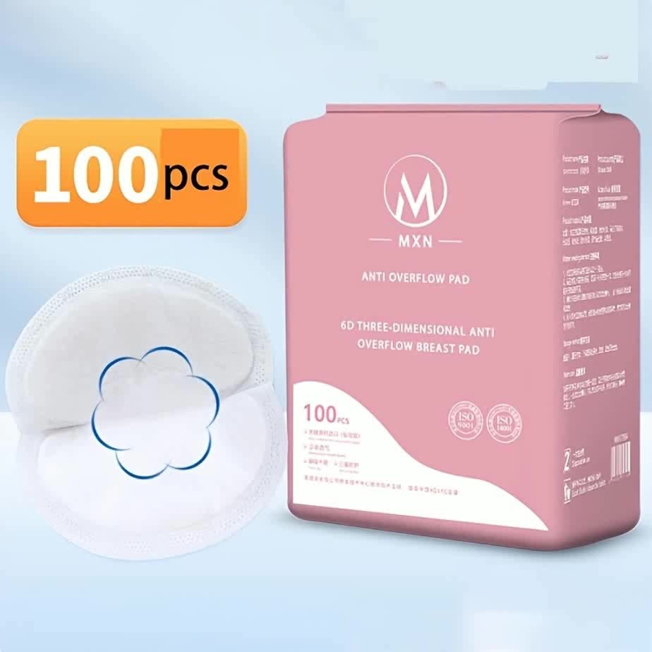 100 coussinets d’allaitement jetables ultra-fins, respirants, emballés individuellement, idéaux pour postpartum et lactation.