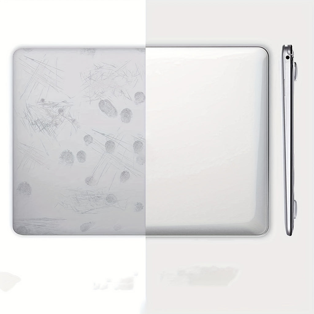 Coque MacBook Air/Pro Ultra-Fine Transparent : Ensemble 2 pcs (couvercle + base), finition mate, protection légère et discrète, haute transparence.