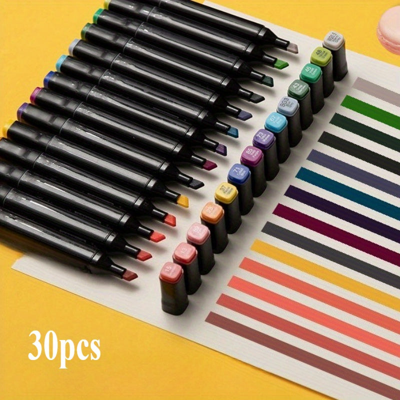 مجموعة من 30 قلم حبر جاف مزدوج الرأس، بجودة فنية عالية، مثالية للرسومات والتخطيطات، هدية مثالية للهالوين أو عيد الميلاد أو أعياد الميلاد.
