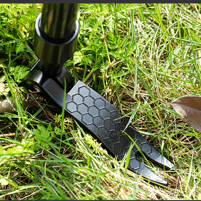 Robust, multifunctional, effortless metal weed remover, ideal for removing roots and maintaining lawns effectively.