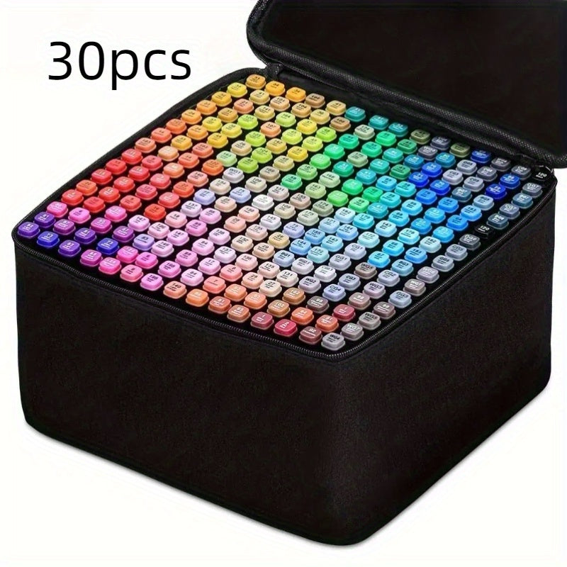 مجموعة من 30 قلم حبر جاف مزدوج الرأس، بجودة فنية عالية، مثالية للرسومات والتخطيطات، هدية مثالية للهالوين أو عيد الميلاد أو أعياد الميلاد.